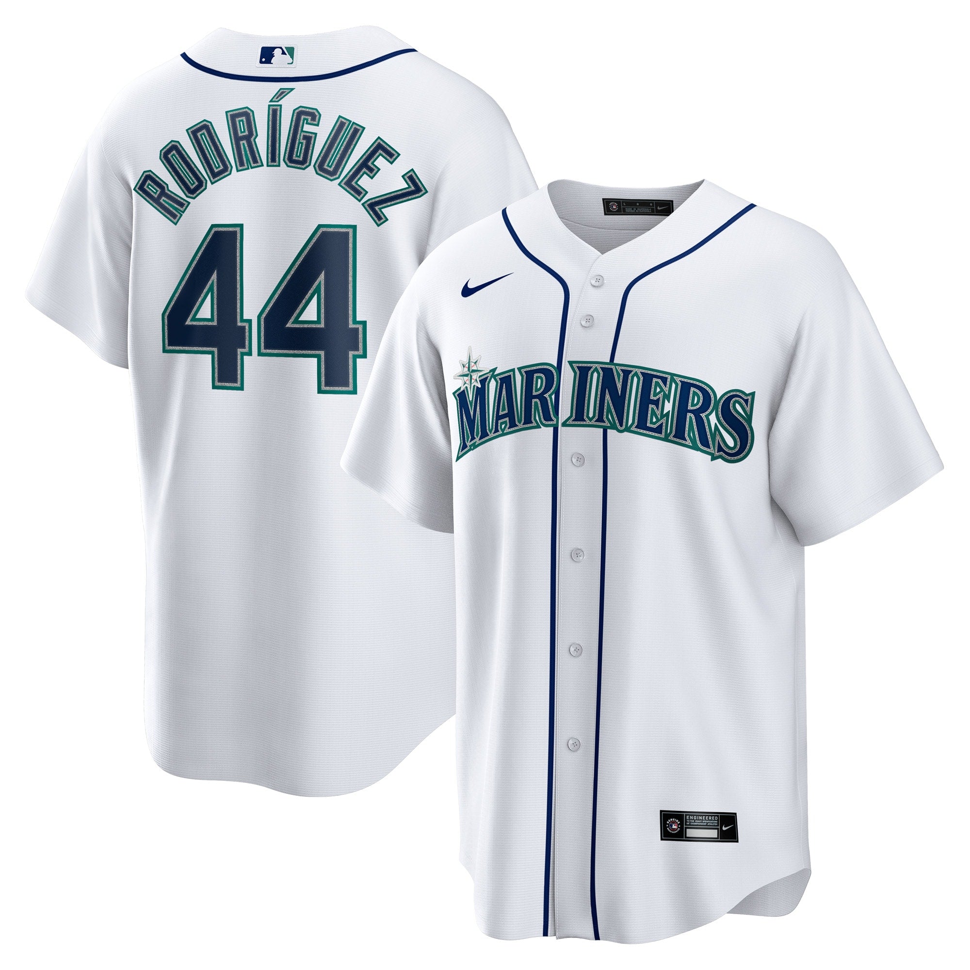 Julio Rodriguez Seattle Mariners Nike Official Replica Player Jersey - Navy/Aqua/White - Image 6