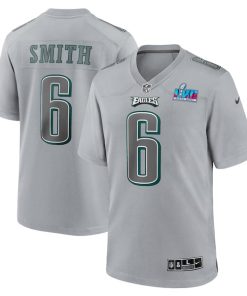 DeVonta Smith Philadelphia Eagles Nike Super Bowl LVII Patch Atmosphere Fashion Game Jersey - Gray