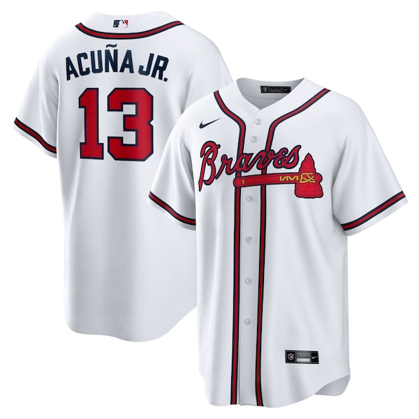 Ronald Acuna Jr. Atlanta Braves Nike Home Replica Player Name Jersey - White/Navy - Image 2