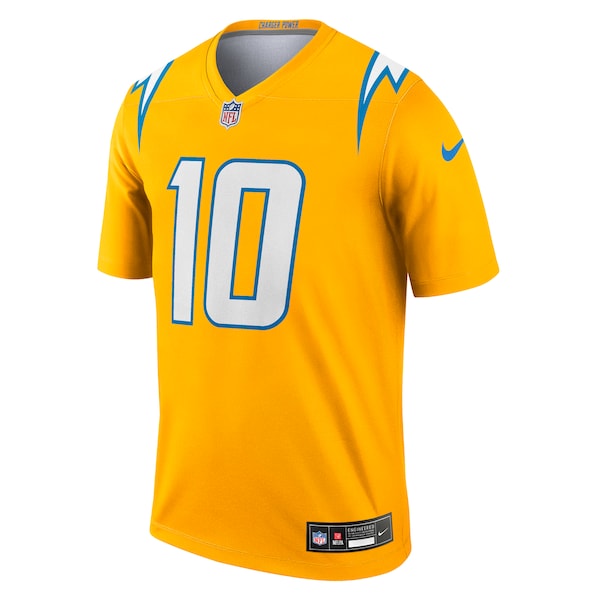 Justin Herbert Los Angeles Chargers Nike Alternate Charger Power Legend Player Performance Top - Gold/Navy - Image 3