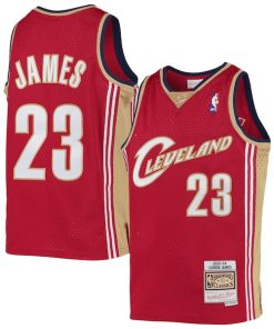 Alternative view of LeBron James Cleveland Cavaliers  Youth 2003-04 Hardwood Classics Swingman Jersey - Wine/Navy