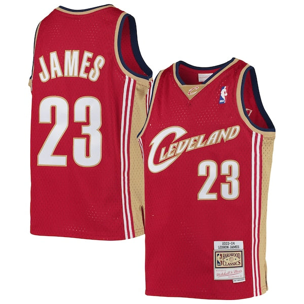 LeBron James Cleveland Cavaliers Youth 2003-04 Hardwood Classics Swingman Jersey - Wine/Navy - Image 2