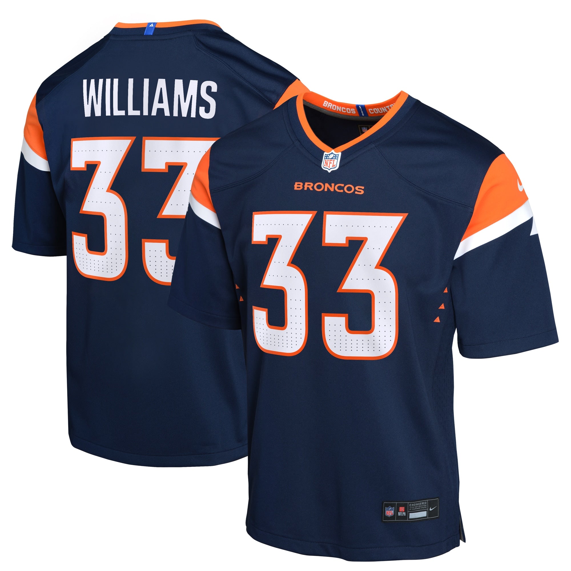 Javonte Williams Denver Broncos Nike Youth Game Jersey - Orange/Navy - Image 5