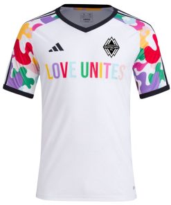 Alternative view of Vancouver Whitecaps FC adidas 2024 Pride Pre-Match Top - White