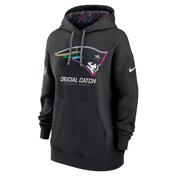 New England Patriots Nike Women's 2024 NFL Crucial Catch Club Pullover Hoodie - Black - Image 2
