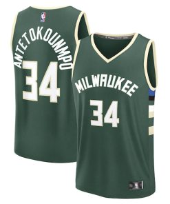 Giannis Antetokounmpo Milwaukee Bucks  Fast Break Replica Player Jersey - Icon Edition - Hunter Green