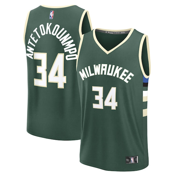Giannis Antetokounmpo Milwaukee Bucks Youth Fast Break Replica Player Jersey - Icon Edition - Hunter Green