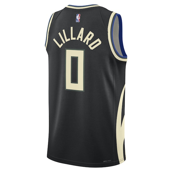 Damian Lillard Milwaukee Bucks Jordan Brand Unisex Swingman Player Jersey - Statement Edition - Black - Image 3