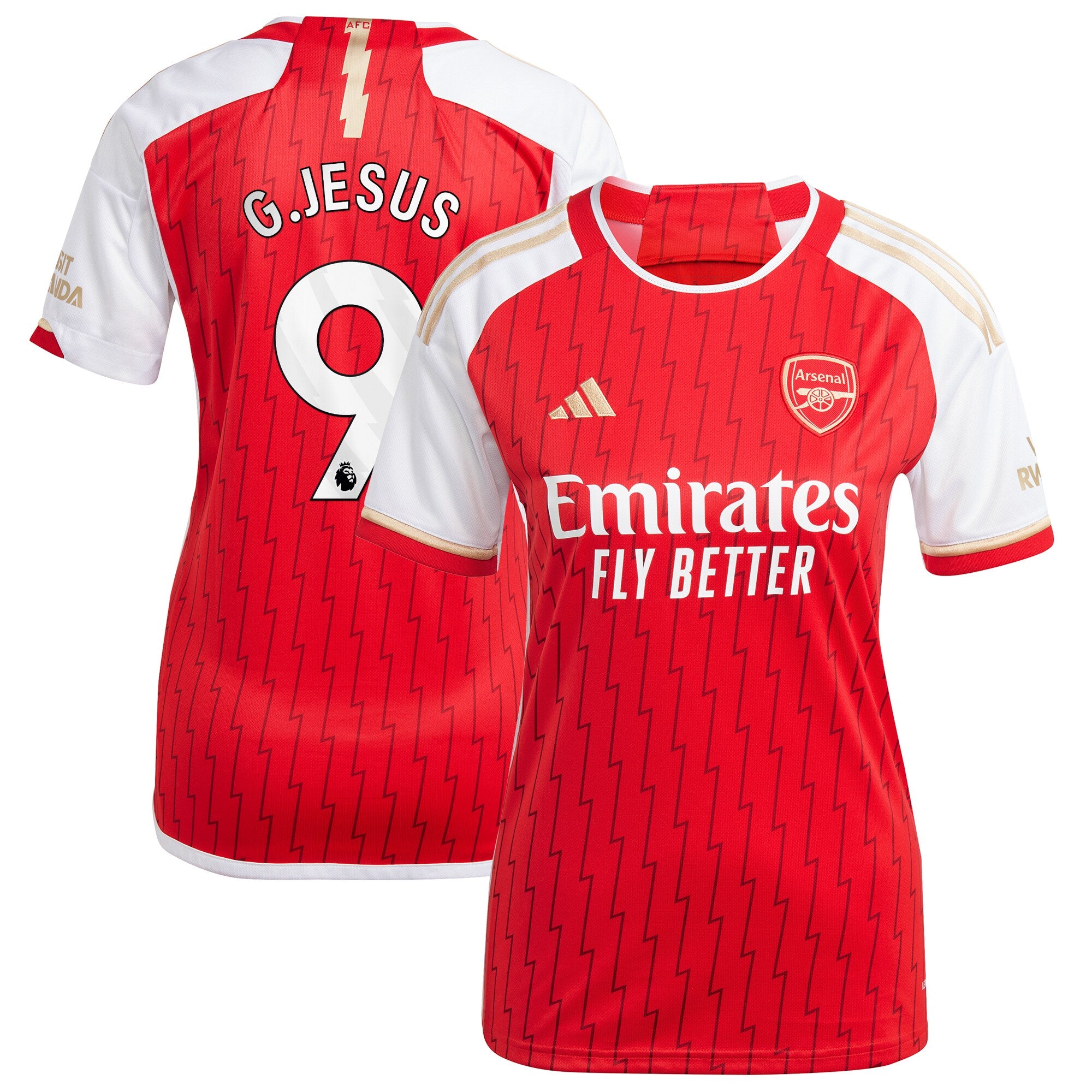 Gabriel Jesus Arsenal adidas Women's 2023/24 Away Replica Player Jersey - Yellow/Green/Red - Image 8