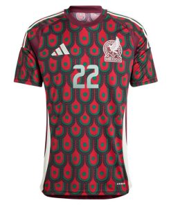 Alternative view of Hirving Lozano Mexico National Team adidas 2024 Home Replica Player Jersey - Burgundy