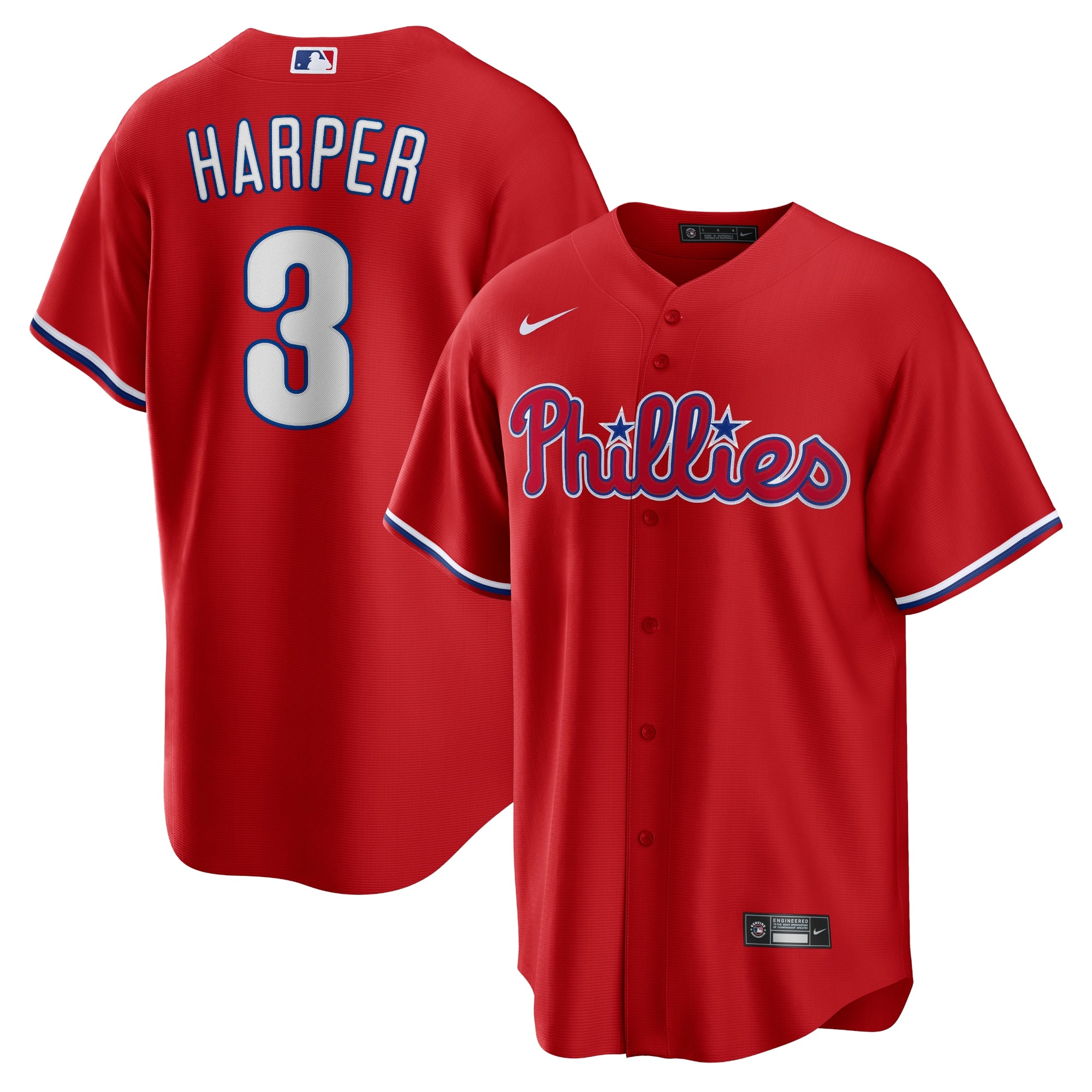 Bryce Harper Philadelphia Phillies Nike Alternate Replica Player Name Jersey - Cream/Red/White - Image 5