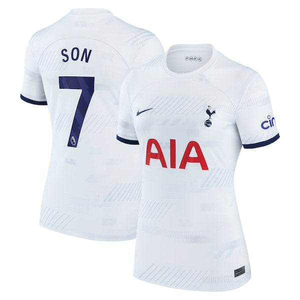 Son Heung-min Tottenham Hotspur Nike Women's Home 2023/24 Replica Player Jersey - White/Navy/Tan - Image 2