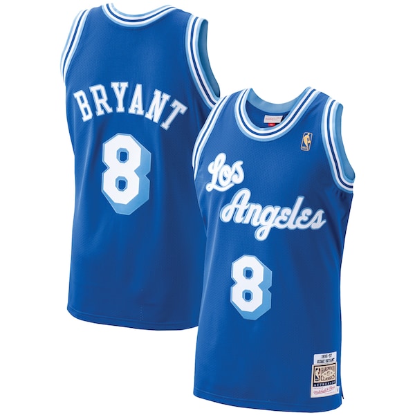 Men's Los Angeles Lakers Kobe Bryant Royal 1996-97 Hardwood Classics Authentic Player Jersey- Blue/Gold/Purple