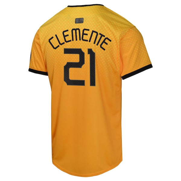 Roberto Clemente Pittsburgh Pirates Nike Youth City Connect Limited Player Jersey - Gold - Image 3