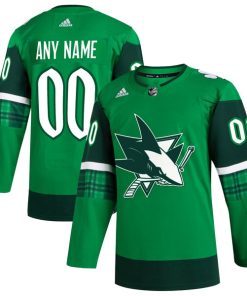 San Jose Sharks adidas St. Patrick's Day Authentic Custom Jersey - Kelly Green