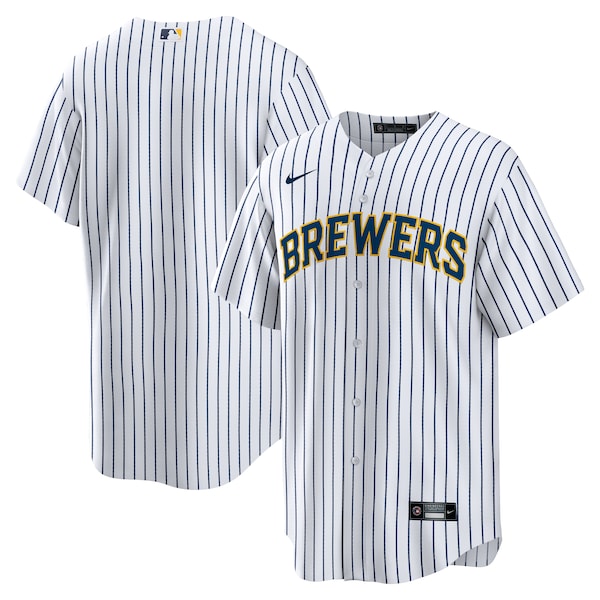 Milwaukee Brewers Nike Home Replica Team Jersey - White/Navy - Image 2