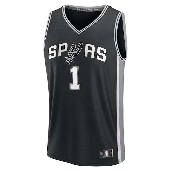 Victor Wembanyama San Antonio Spurs Fast Break Replica Player Jersey - Icon Edition - Black - Image 2