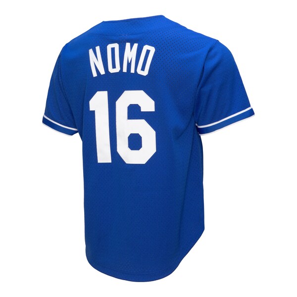 Hideo Nomo Los Angeles Dodgers Cooperstown Collection Mesh Batting Practice Button-Up Jersey - Royal - Image 3