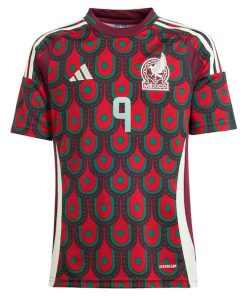 Alternative view of Raul Jimenez Mexico National Team adidas Youth 2024 Home Replica Player Jersey - Burgundy