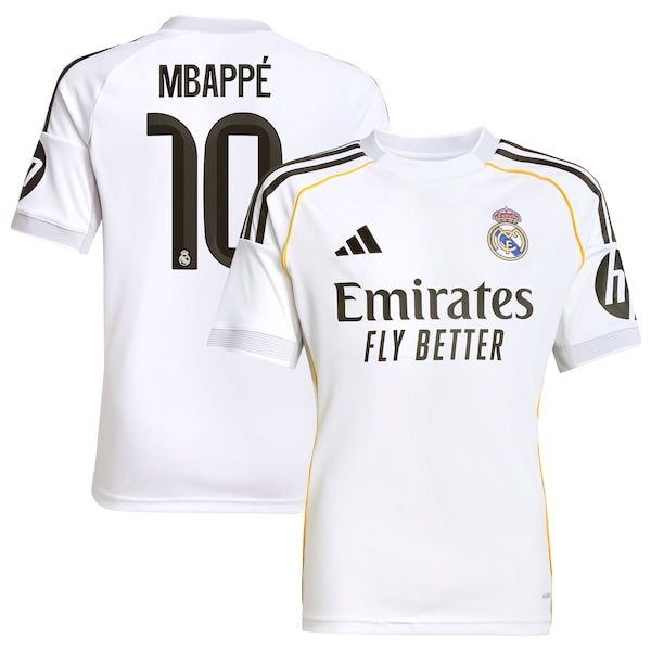 Kylian Mbapp¨¦ Los Merengues adidas Youth 2025/26 Home Replica Player Jersey - White/Blue