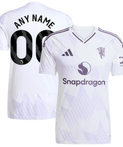 Alternative view of Manchester United adidas 2025/26 Away Replica Custom Jersey - White/Red/Black