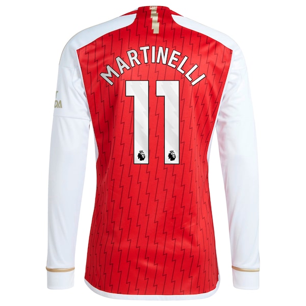 Gabriel Martinelli Arsenal adidas 2023/24 Home Replica Player Long Sleeve Jersey - Red - Image 3