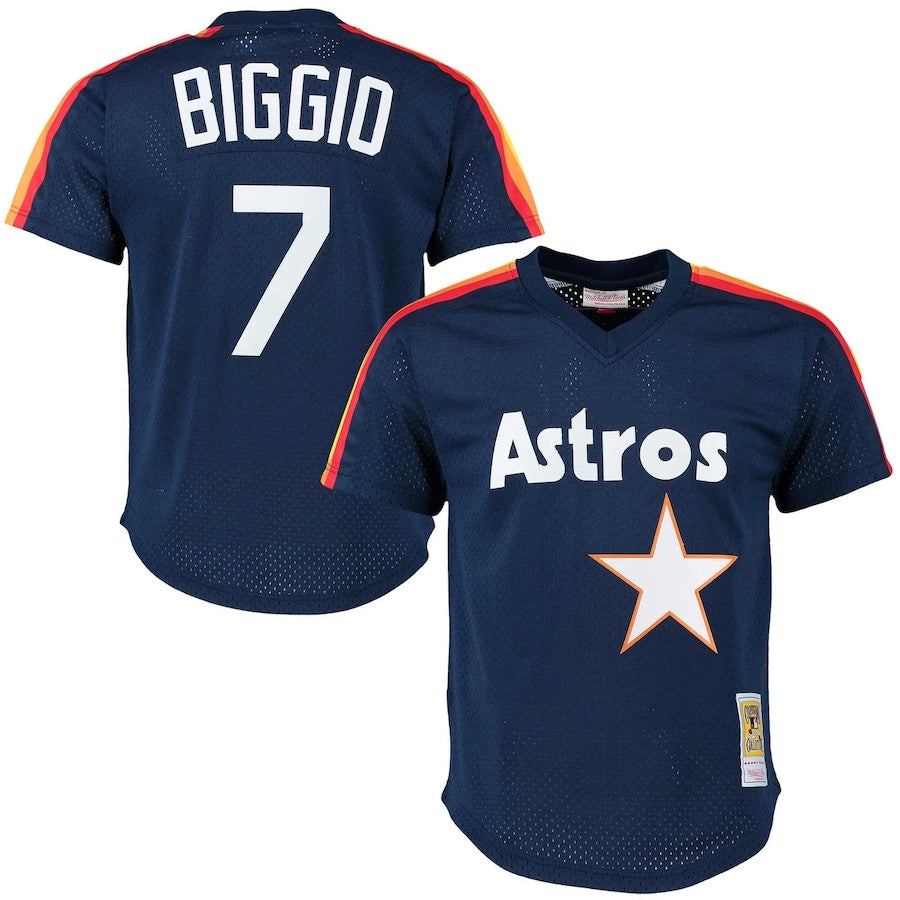 Craig Biggio Houston Astros 1991 Cooperstown Collection Mesh Pullover Jersey - Navy