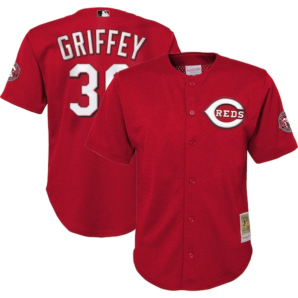 Ken Griffey Jr. Cincinnati Reds Youth Cooperstown Collection?Mesh Batting Practice Jersey - Red
