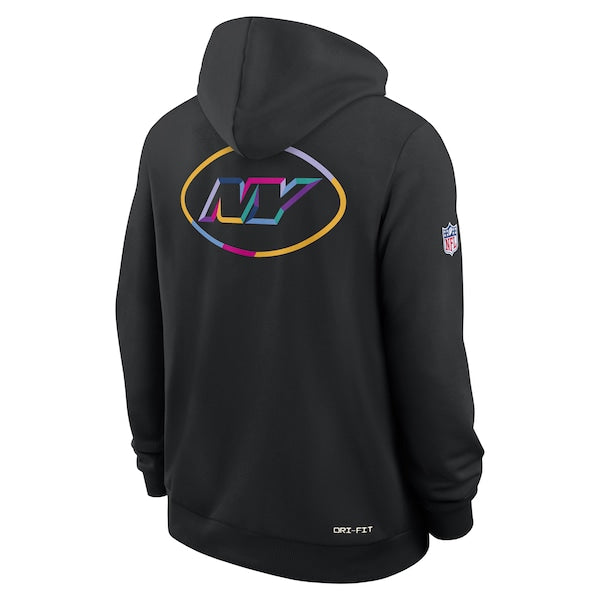 New York Jets Nike 2025 NFL Crucial Catch Sideline Standard Issue Dri-FIT Hoodie - Black - Image 3