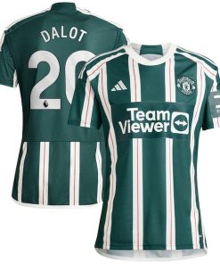Diogo Dalot Manchester United adidas 2023/24 Away Replica Player Jersey - Green/Red