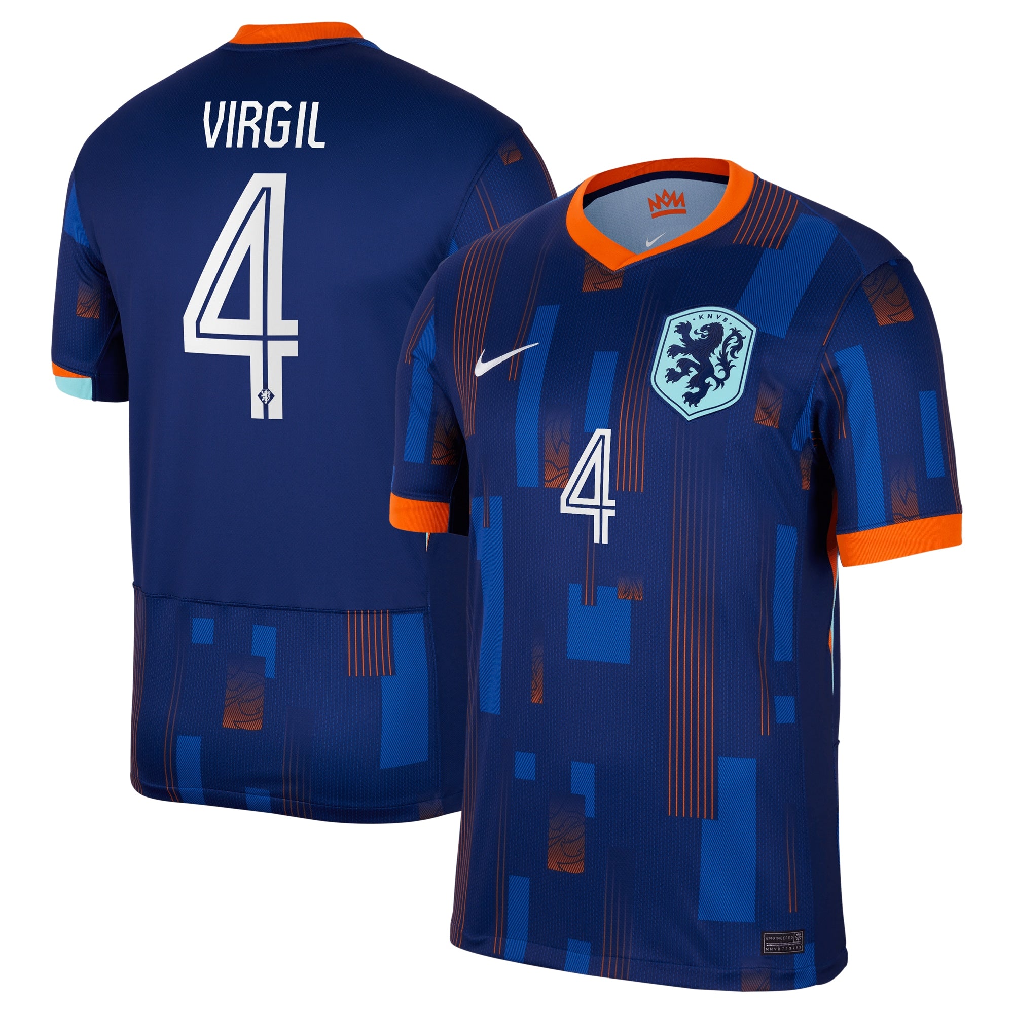Virgil van Dijk Netherlands National Team Nike 2024 Home Replica Jersey - Orange/Blue - Image 8