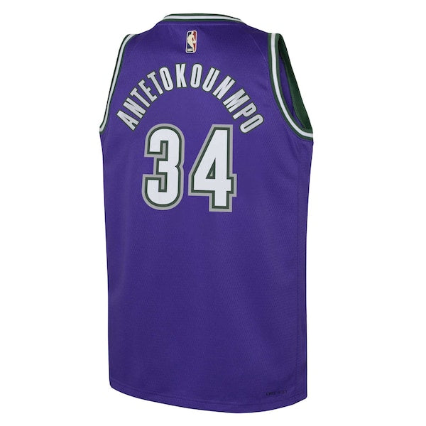 Giannis Antetokounmpo Milwaukee Bucks Nike Youth 2022/23 Swingman Jersey Purple - Classic Edition - Image 3
