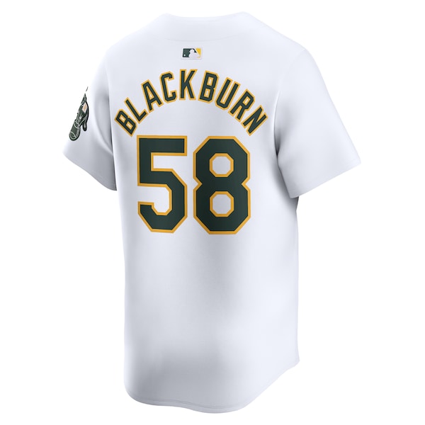 Paul Blackburn Oakland Athletics Nike Home Limited Player Jersey - White - Image 3