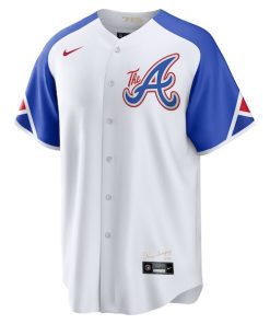 Alternative view of Ozzie Albies Atlanta Braves Nike 2023 City Connect Replica Player Jersey - White