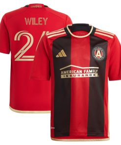 Caleb Wiley Atlanta United FC adidas Youth 2024 The17's Kit Replica Player Jersey - Black