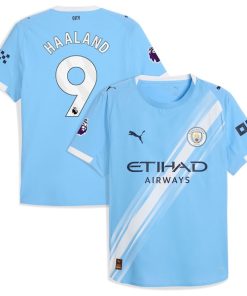 Erling Haaland Manchester City Puma 2025/26 Home Authentic Player Jersey - Sky Blue/Green