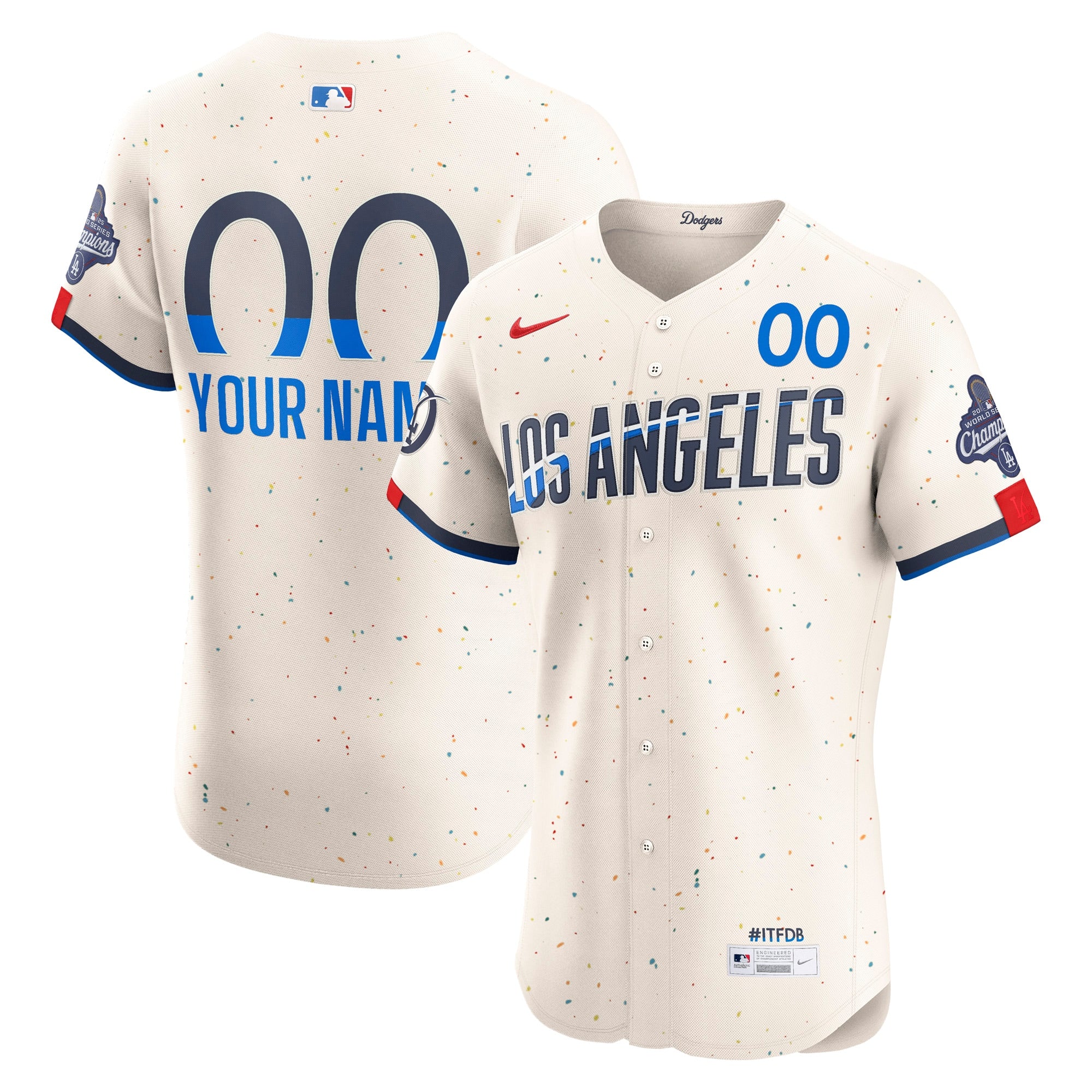 Los Angeles Dodgers Nike 2025 World Series Champions Alternate? Elite Custom Jersey - Royal/Cream - Image 2