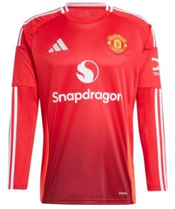 Alternative view of Manchester United adidas 2024/25 Home Long Sleeve Replica Jersey - Red
