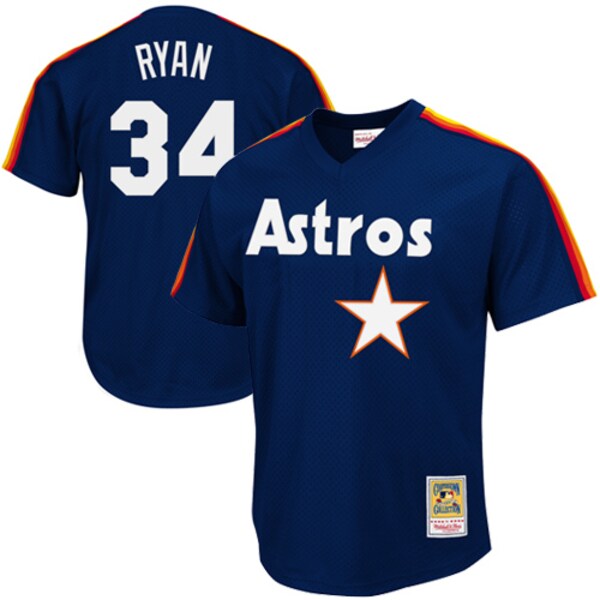 Nolan Ryan Houston Astros 1988 Authentic Cooperstown Collection Mesh Batting Practice Jersey - Navy - Image 2