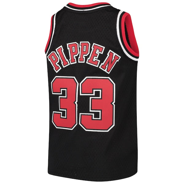 Scottie Pippen Chicago Bulls Youth Hardwood Classics Swingman Throwback Jersey - Black/Red/White - Image 6