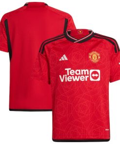 Manchester United adidas Youth 2023/24 Home Replica Jersey - Red