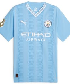 Alternative view of Manchester City Puma 2023/24 English Premier League Champions Authentic Jersey - Sky Blue