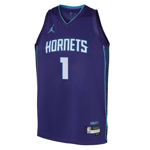 LaMelo Ball Charlotte Hornets Jordan Brand Youth Swingman Jersey - Statement Edition - Purple - Image 2