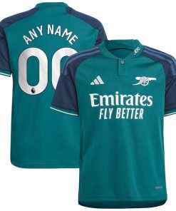 Arsenal adidas Youth 2023/24 Third Replica Custom Jersey - Green