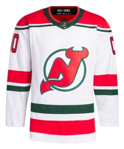 Alternative view of New Jersey Devils adidas  W Anniversary Heritage Primegreen Authentic Custom Jersey - White