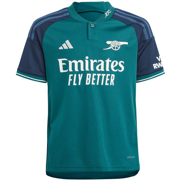 Bukayo Saka Arsenal adidas Youth 2023/24 Third Replica Player Jersey - Green - Image 2