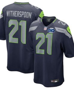 Alternative view of Devon Witherspoon Seattle Seahawks Nike Team 50th Season Game Jersey - College Navy/Royal