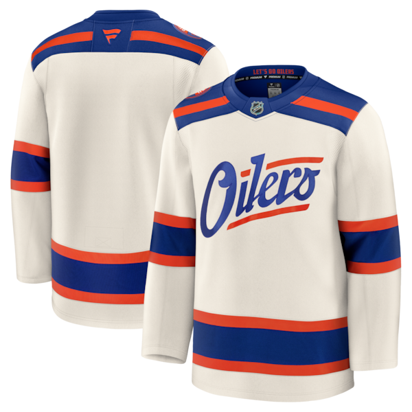 Edmonton Oilers Alternate Premium Jersey - Light Beige/Royal/White - Image 2