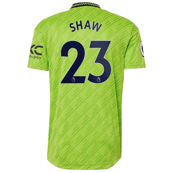 Luke Shaw Manchester United adidas 2022/23 Third Authentic Player Jersey - Neon Green - Image 3