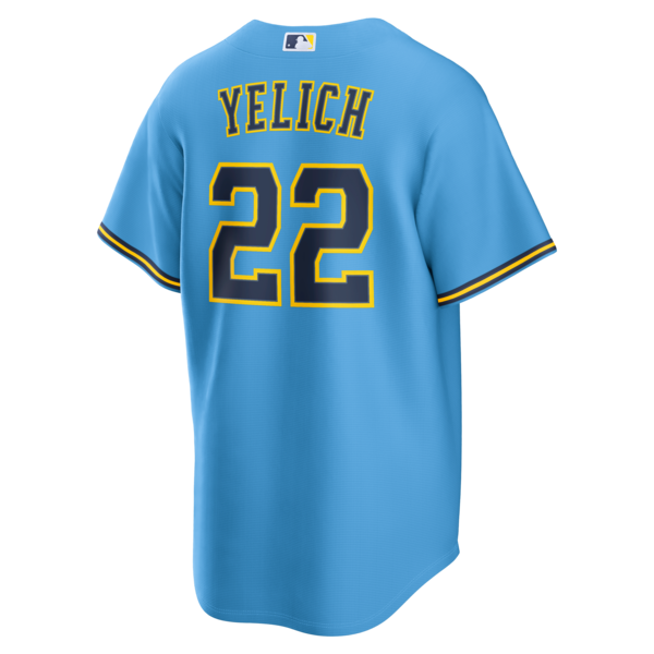 Christian Yelich Milwaukee Brewers Nike Road Replica Jersey - Light Blue - Image 3